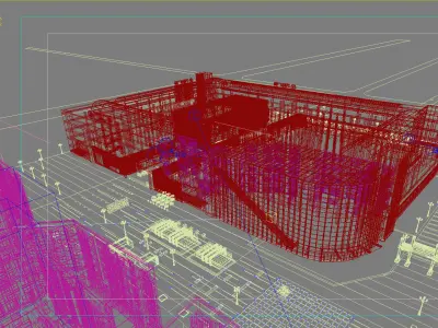 Architecture shopping mall with roof 3D model