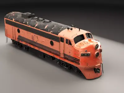 Vintage EMD F7 Diesel Locomotive - Low Poly PBR Game-Ready Low-poly 3D model
