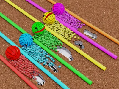 PacMan Filling Balls in a Vehicle Shape pit 3D model