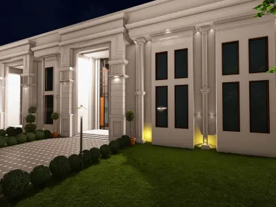 Grand Classical  Entrance Greek Architectural 3D Model Low-Poly Low-poly 3D model