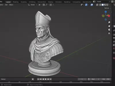 Medieval Roman Bishop Chess Piece 3D print model