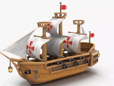 Cartoon Ship V2 Low-poly 3D model