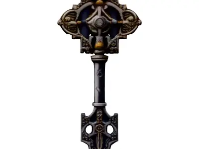 Ornate Antique Key 3D Model Low-poly 3D model