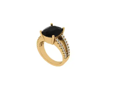 Cushion Solitaire Engagement Ring 3D print model order