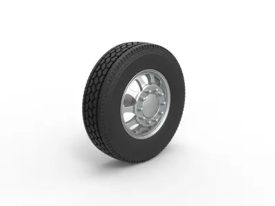 Front custom wheel of semi truck Version 5 Scale 1 to 25 3D print model
