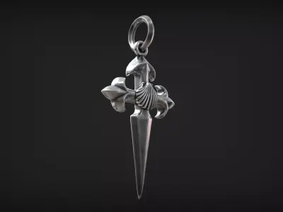 Camino De Santiago Cross of Saint James with Sea Shell Amulet 3D print model
