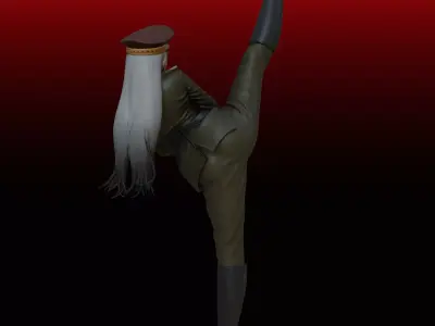 Military Woman in High-Kick Pose N3 3D print model