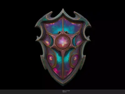 Stylized Celestial Star Shield Game Ready - AI Low-poly 3D model