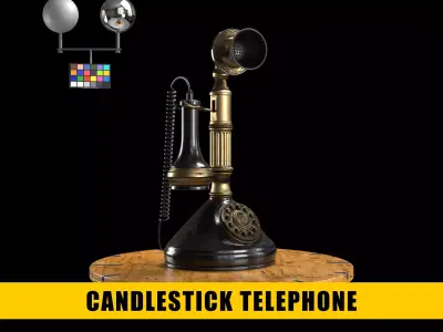 Candlestick Telephone - Roman Column 1897 - Hero Asset 3D model