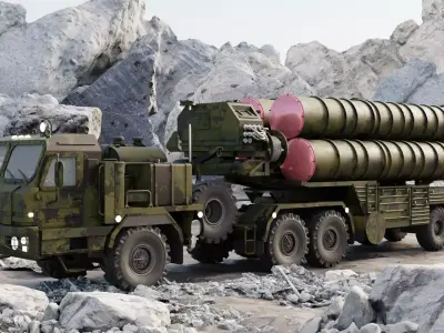 S400 Air Defense Missile System  Realistic 3D Model  Game Ready 3D model