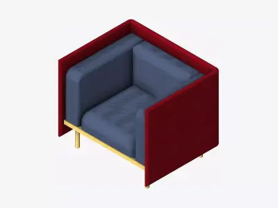 Furniture - Sofa - Contemporary - Flame - Chair - 90h Low-poly 3D model
