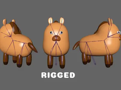 Low-Poly Horse Animated - Fun World Animal Low-poly 3D model