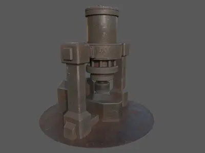 Stylized Fantasy Machine - Industrial Forge Press Low-poly 3D model