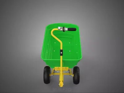 GREEN YELLOW POWER ELECTRIC HAND CART TROLLEY WAGON DOLLY DUMP 4 3D model