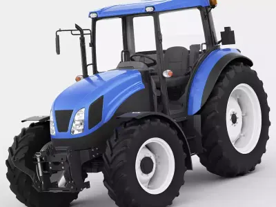 Generic Modern Heavy Tractor Low Poly Farm Vehicle Optimized Low-poly 3D model