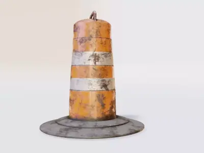 dirty lowpoly traffic Barrel Barricade with pbr textures Low-poly 3D model