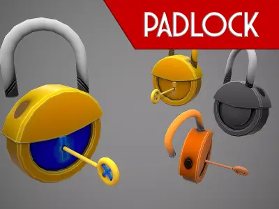 PADLOCK 2 CARTOON STYLIZED Low-poly 3D model