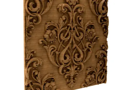 3D Model STL Panel carved wood wall 3D model