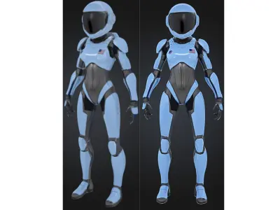 Female Astronaut Exosuit Space Low-poly 3D model