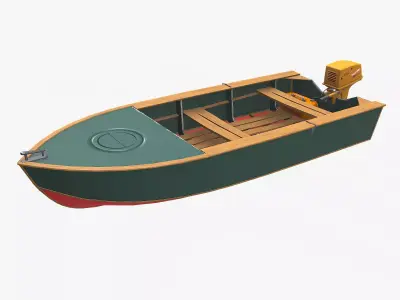 Old Motorboat Low-poly PBR Low-poly 3D model