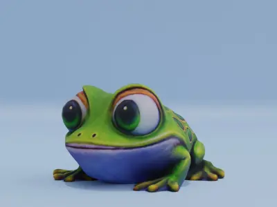 Frog Big Eyes Stylized Cute Low-poly 3D model