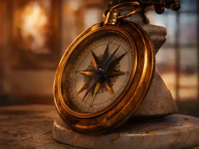 Steampunk Brass Pocket Compass  Detailed PBR 3D Model 3D model
