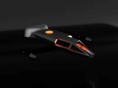 Low Poly Spaceship orange and object Free low-poly 3D model
