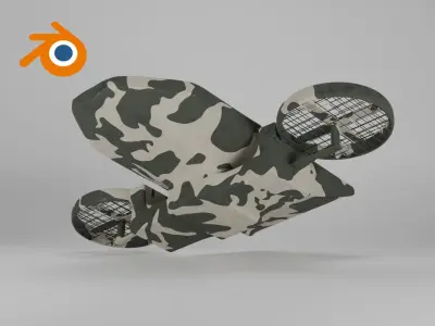 Military drone with propellers painted in camouflage 3D model