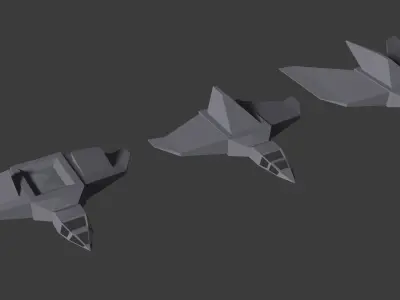 Spaceships - Low poly models  Low-poly 3D model