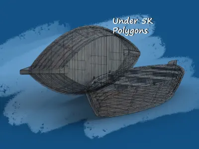 Wooden Boat - PBR Low-poly 3D model