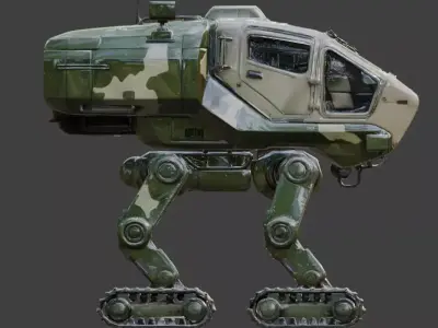 Realistic Hard Sci-Fi Forest Reconnaissance Walker Low-poly 3D model