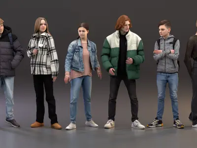 Rigged People - SixPack 04 - Realistic Lowpoly Characters 3D model