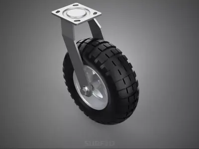 HEAVY DUTY SWIVEL CASTER CASTOR WHEEL PNEUMATIC TIRE 3 SPOKE RIM 3D model