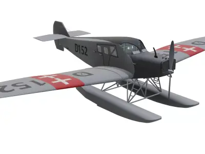 Junkers F 13 Floatplane Low-poly 3D model