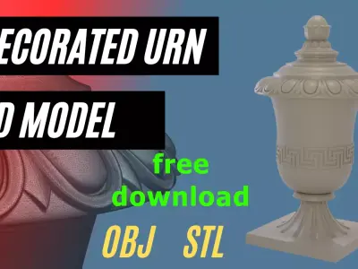 Classical Urn with decorative Greek fret Free 3D model