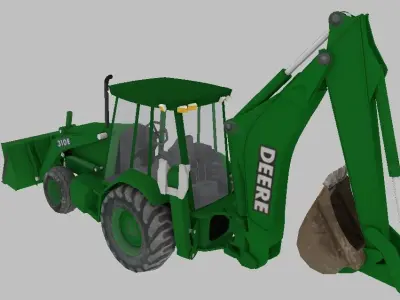 Farm Tractor Deere 310E 3D lowpoly model Low-poly 3D model