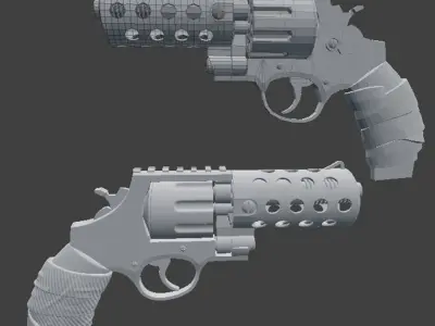 Revolver Old and Dirt Low-poly 3D model