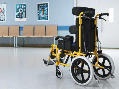  Cerebral Palsy Wheelchair for Children Rigged for Cinema 4D 