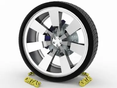 ORTAS CAR WHEEL RIM 95 GAME READY WHEEL RIM TIRE 3D model