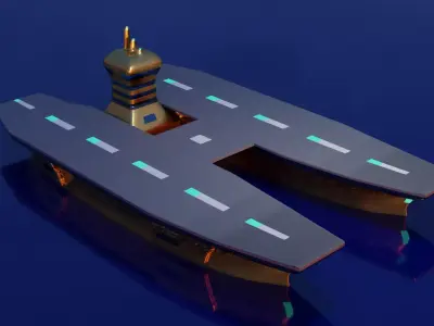 Futuristic aircraft carrier Free 3D model