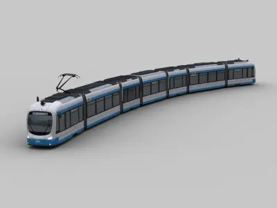 Low Poly Tram 9 Low-poly 3D model