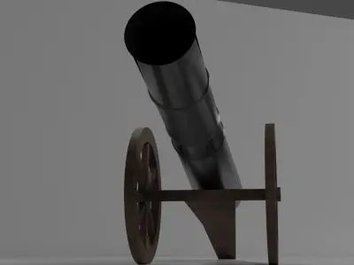 cannon Low-poly 3D model 9