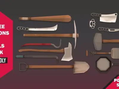 Melee Weapons and Tools Pack Low-poly 3D model