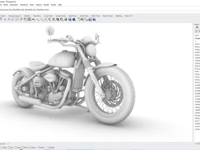 Bobber-style motorcycle 3D model