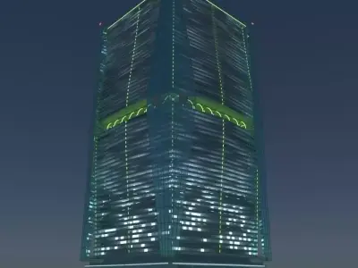 Sci-Fi 3 modern skyscraper at night 3D model