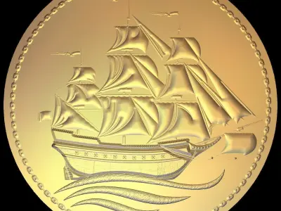 Sailboat Suitable for embossing Hot Foil Technique 3D model