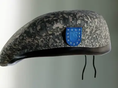 Military -Cap  Hat Beret  Low-poly 3D model