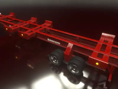 Trailer Container Port Low Poly RIG Low-poly 3D model