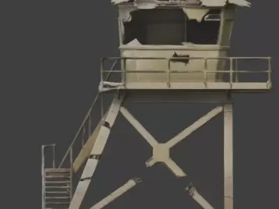 Ruined Frontier Military Watchtower 3D Model Low-poly 3D model