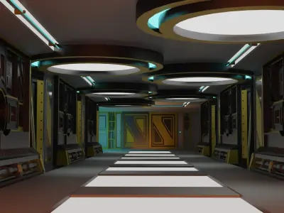 sci fi corridor 3D model 162